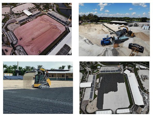 Renovações no piso antes do Festival Equestre de Inverno de 2020 no WEF.