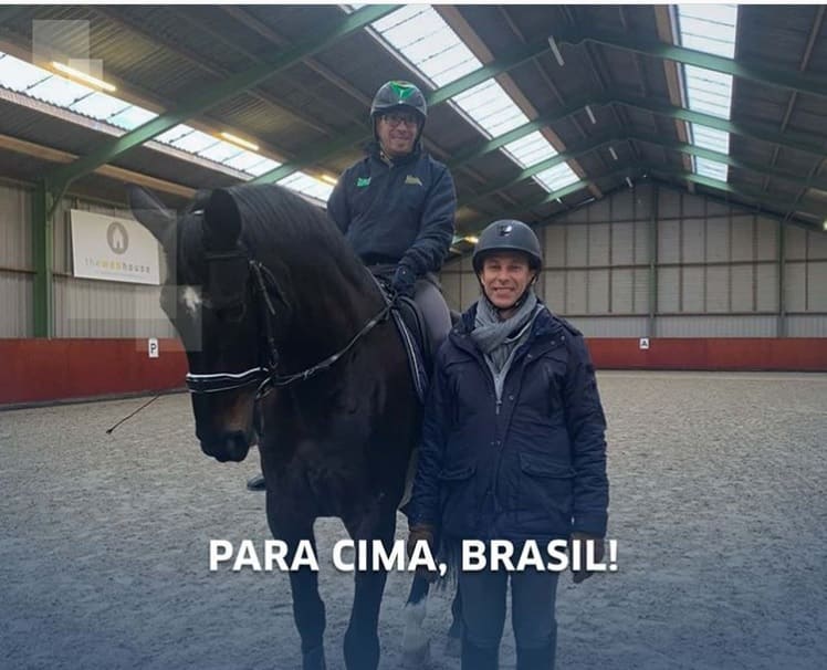 Para-equestre brasileiro em disputa na Holanda.