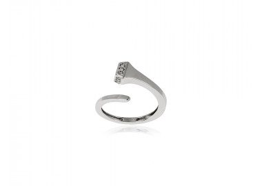 Anel Cravo com Diamantes em Ouro Branco