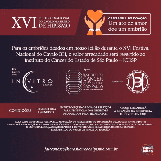 Ato de solidariedade – embriões doados para o leilão terão renda revertida ao Instituto do Cancêr