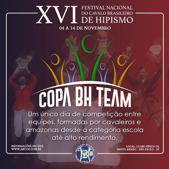 Copa Bh Team do festival terá disputa de 0.60m até 1.30m – Vagas limitadas
